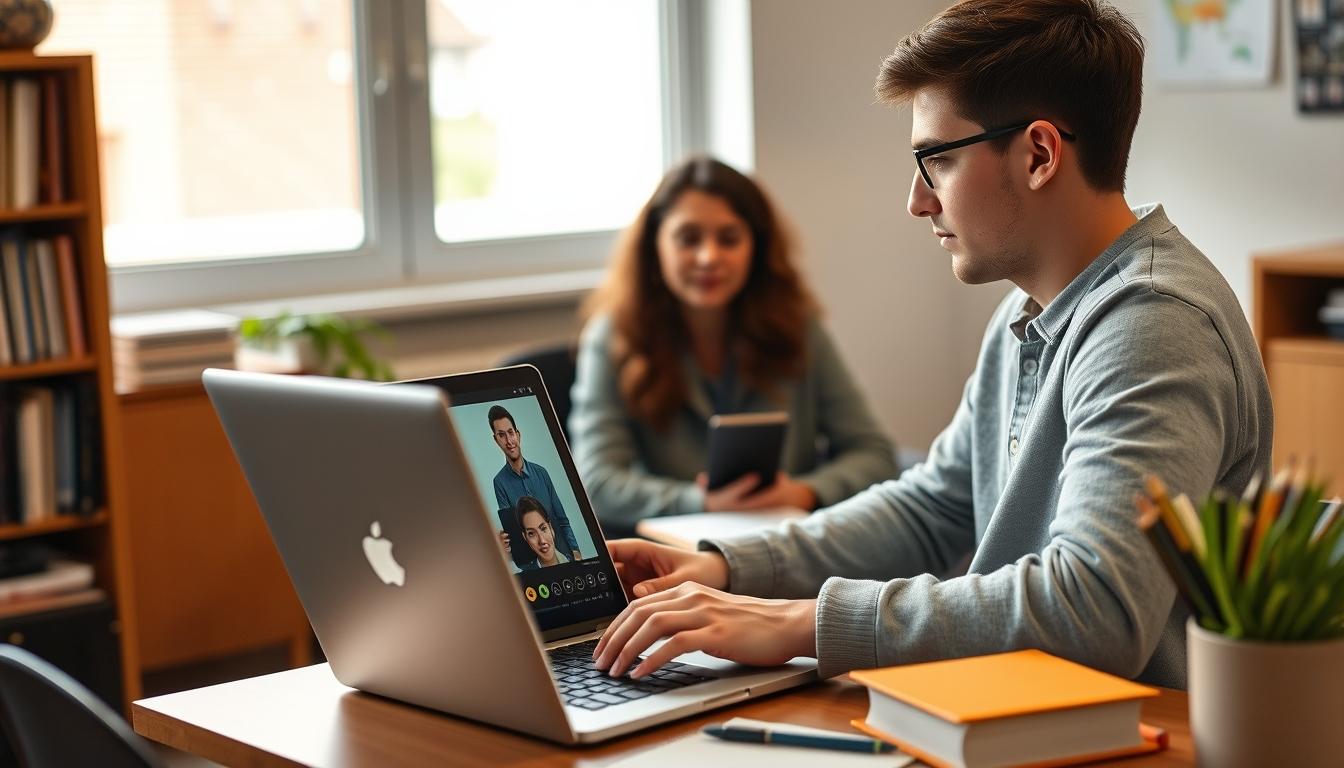 Students studying together in modern classroom